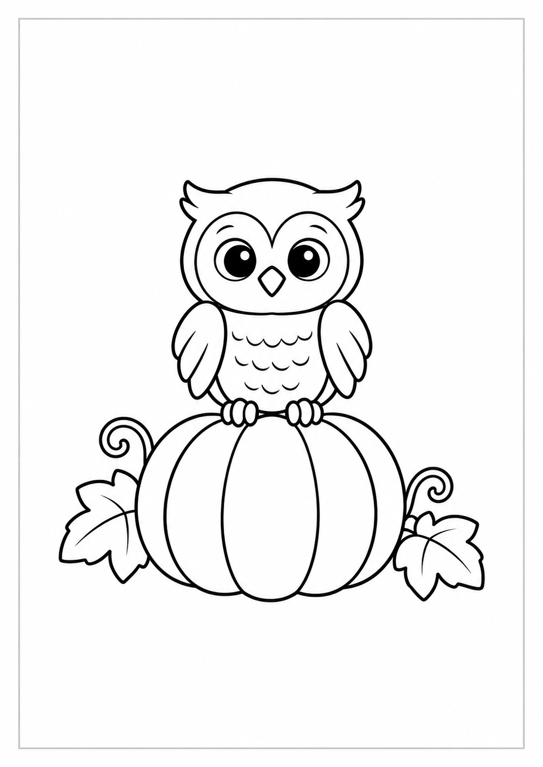 Búho sobre una calabaza: dibujo de Acción de Gracias para colorear