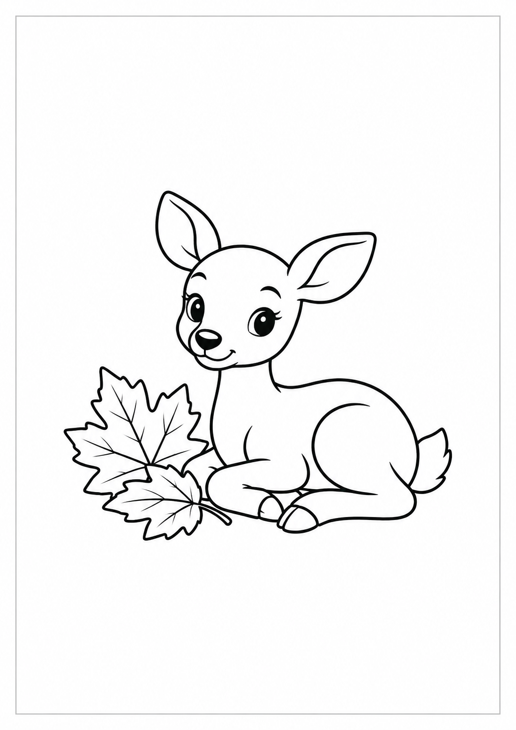 Cervatillo entre hojas: dibujo de Acción de Gracias para colorear