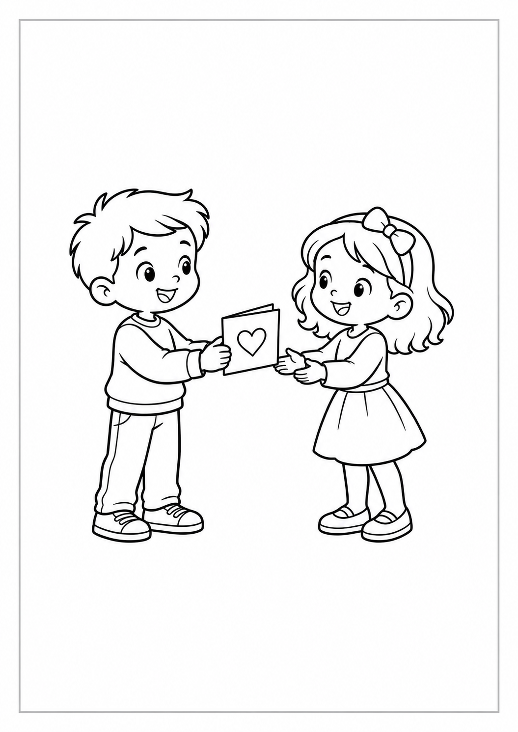 Amigos con tarjeta de agradecimiento: dibujo de Acción de Gracias para colorear