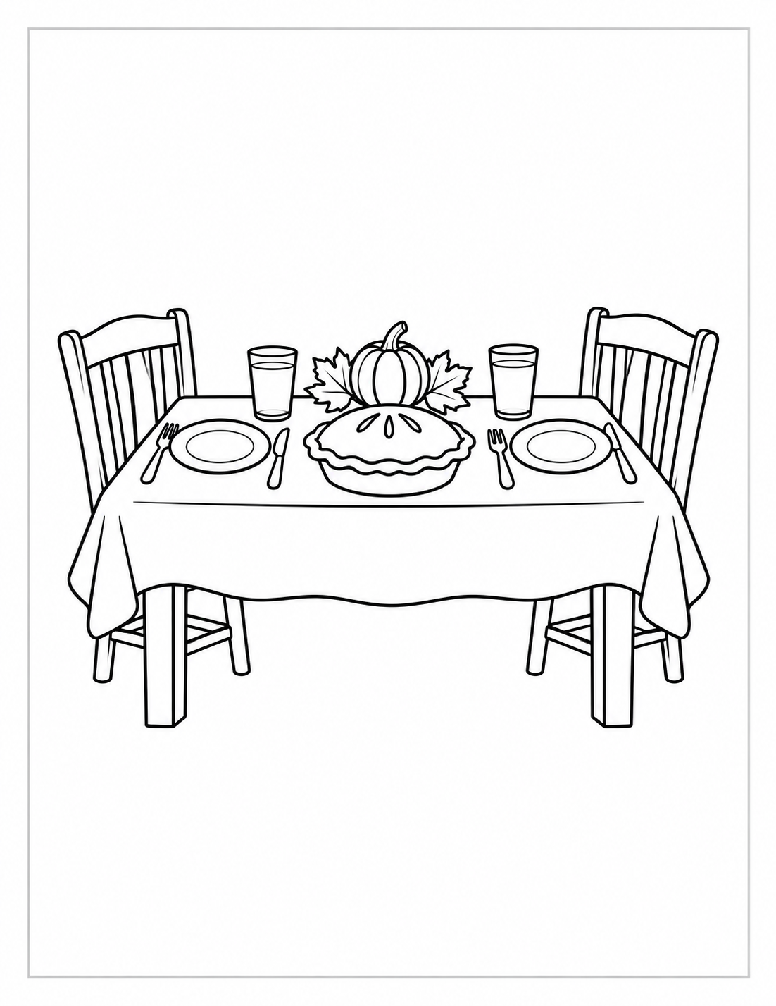 Mesa de celebración: dibujo de Acción de Gracias para colorear