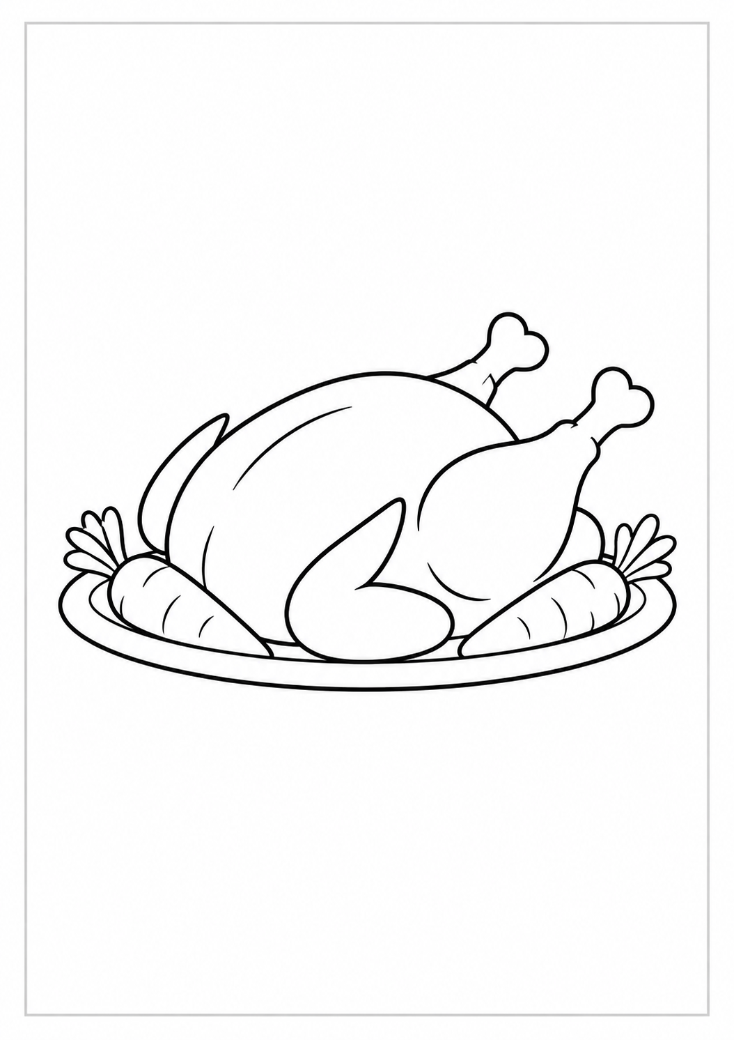 Pavo asado en una bandeja: dibujo de Acción de Gracias para colorear