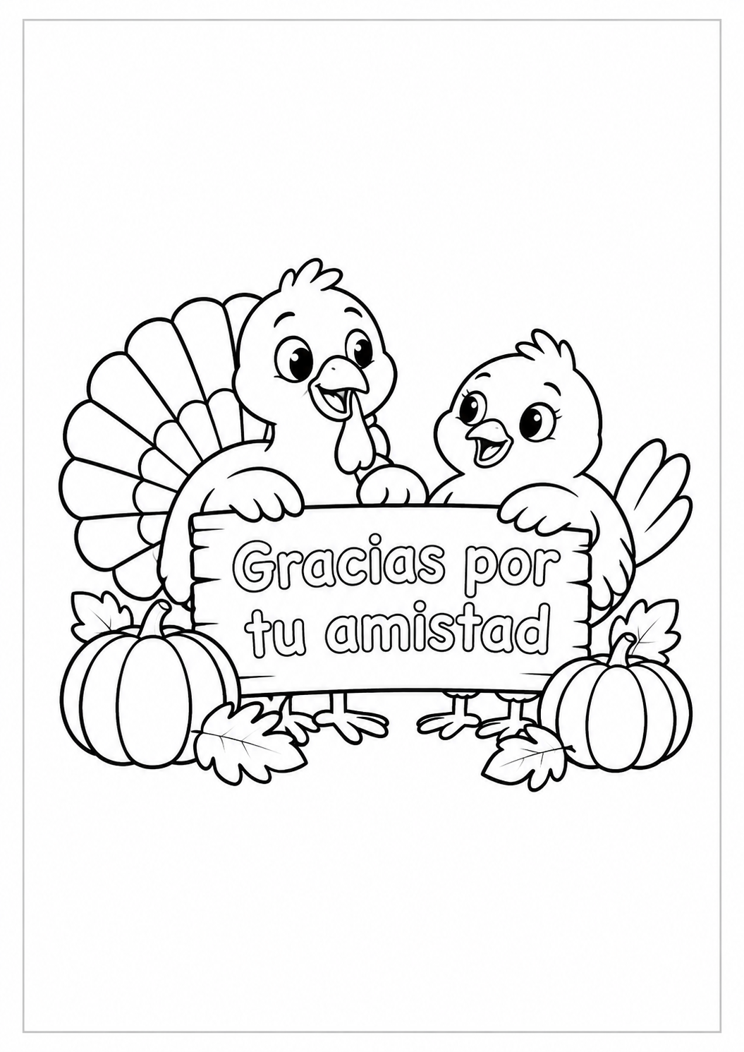 Gracias por tu amistad: dibujo de Acción de Gracias para colorear