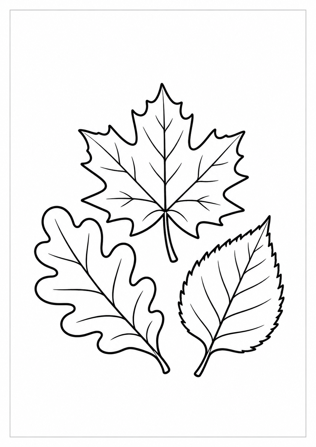 Tres hojas de otoño: dibujo de Acción de Gracias para colorear