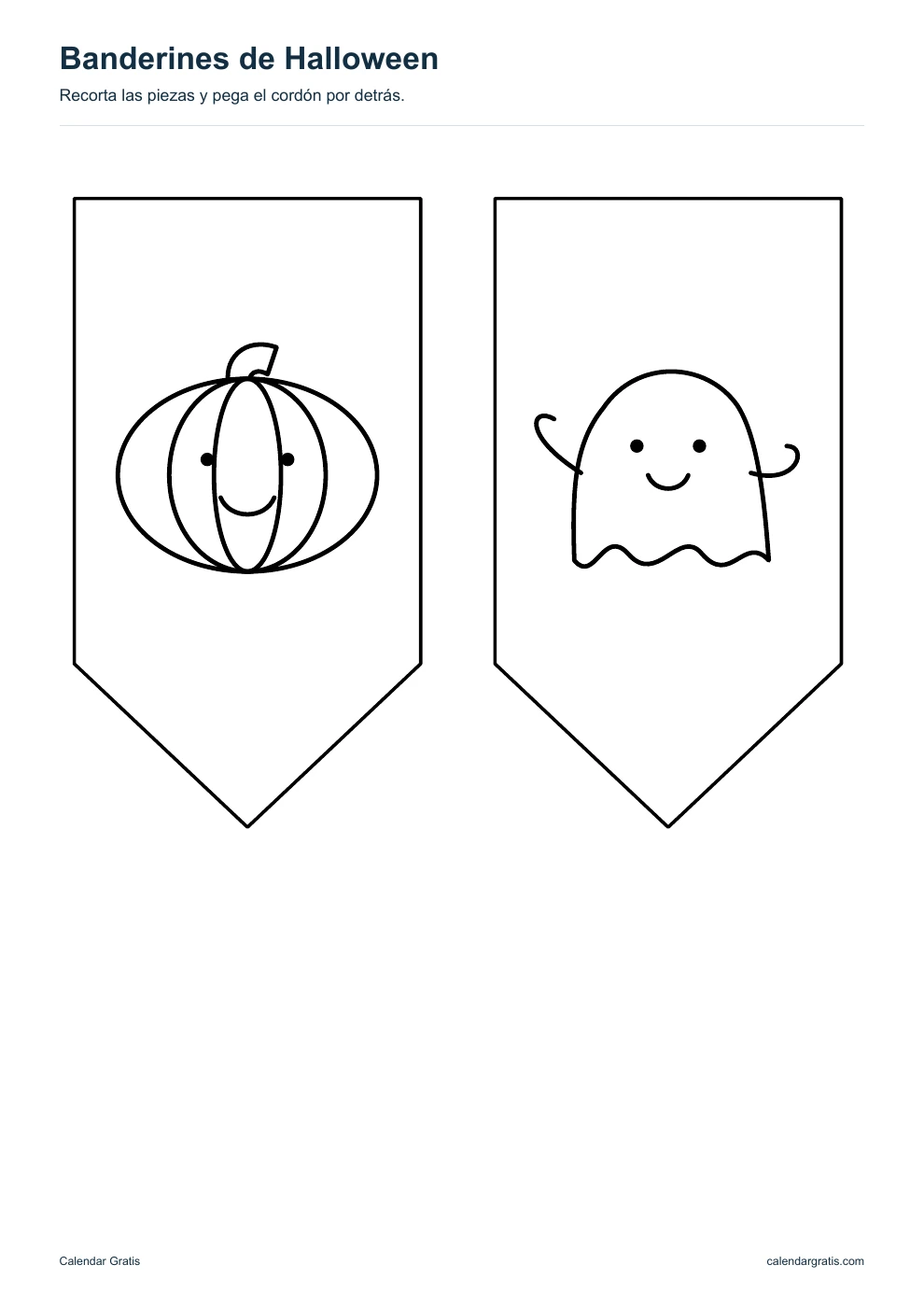 Banderines para colorear: vista previa de los banderines de Halloween.