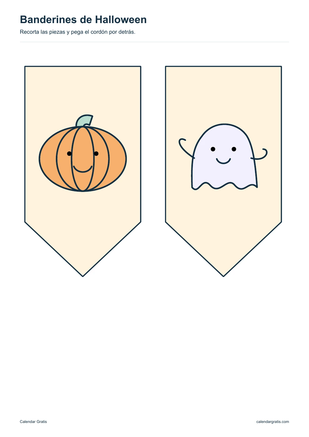 Personajes a color: vista previa de los banderines de Halloween.
