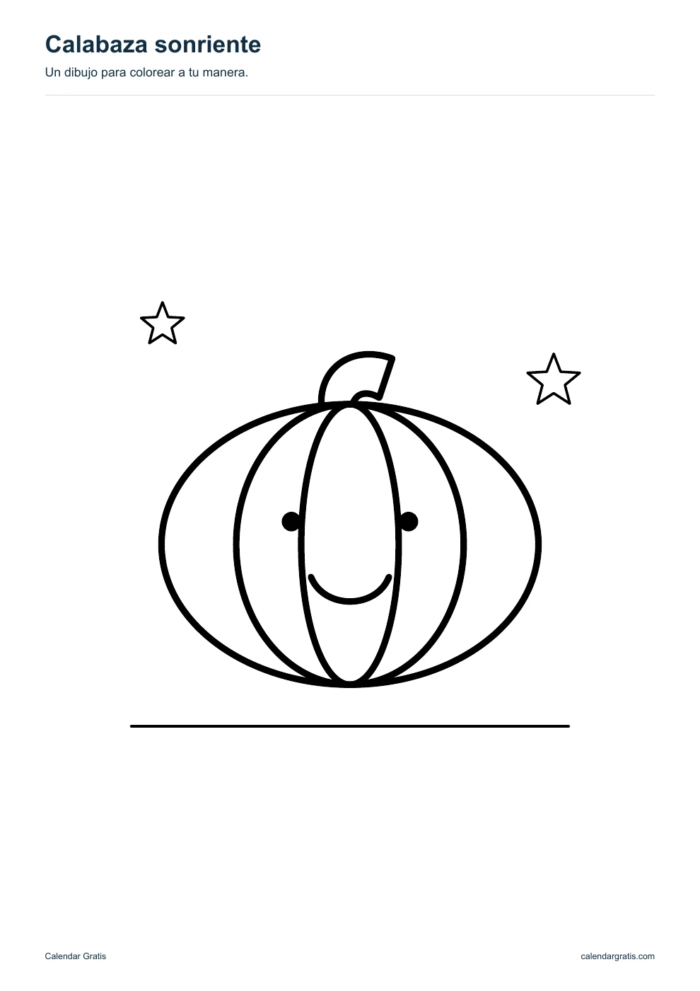 Calabaza sonriente: dibujo de Halloween en blanco y negro para colorear.