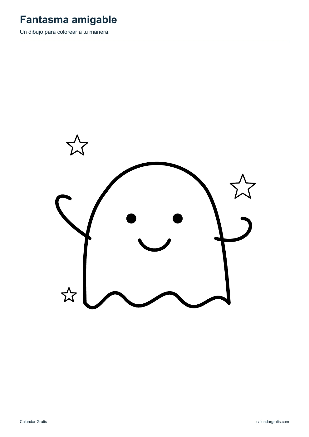 Fantasma amigable: dibujo de Halloween en blanco y negro para colorear.