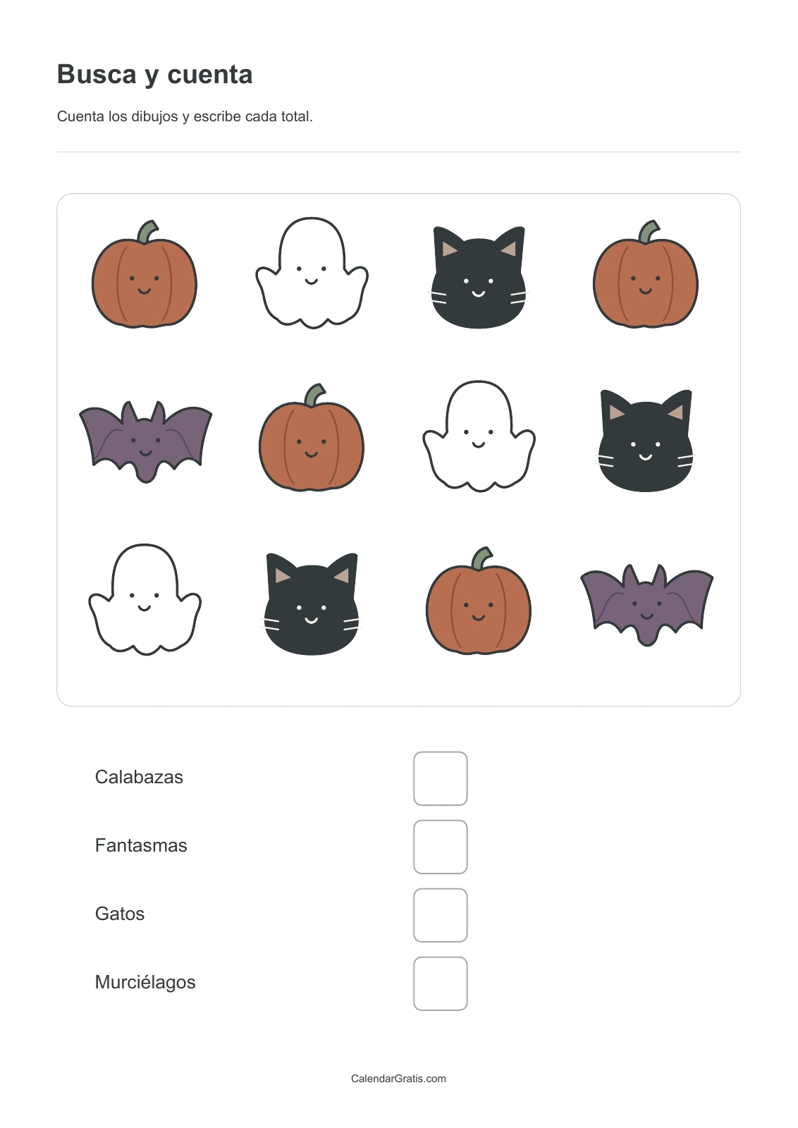 Juegos de Halloween para imprimir: busca y cuenta