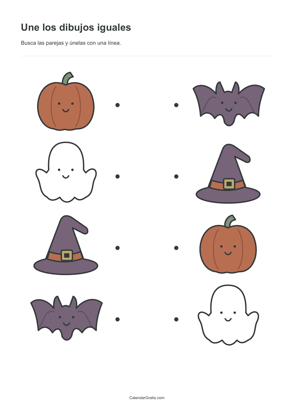 Juegos de Halloween para imprimir: une los dibujos iguales