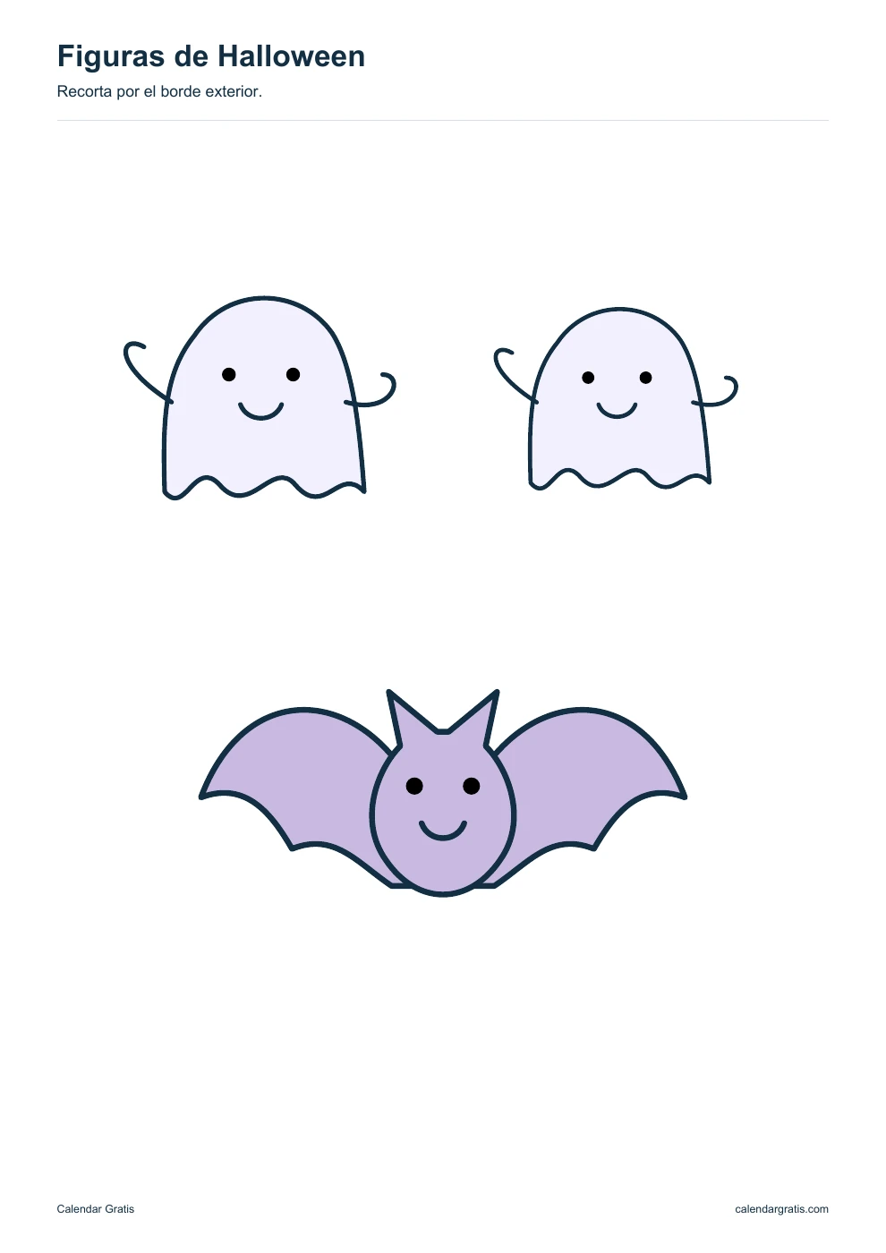Fantasmas y murciélagos: plantilla de Halloween para imprimir.
