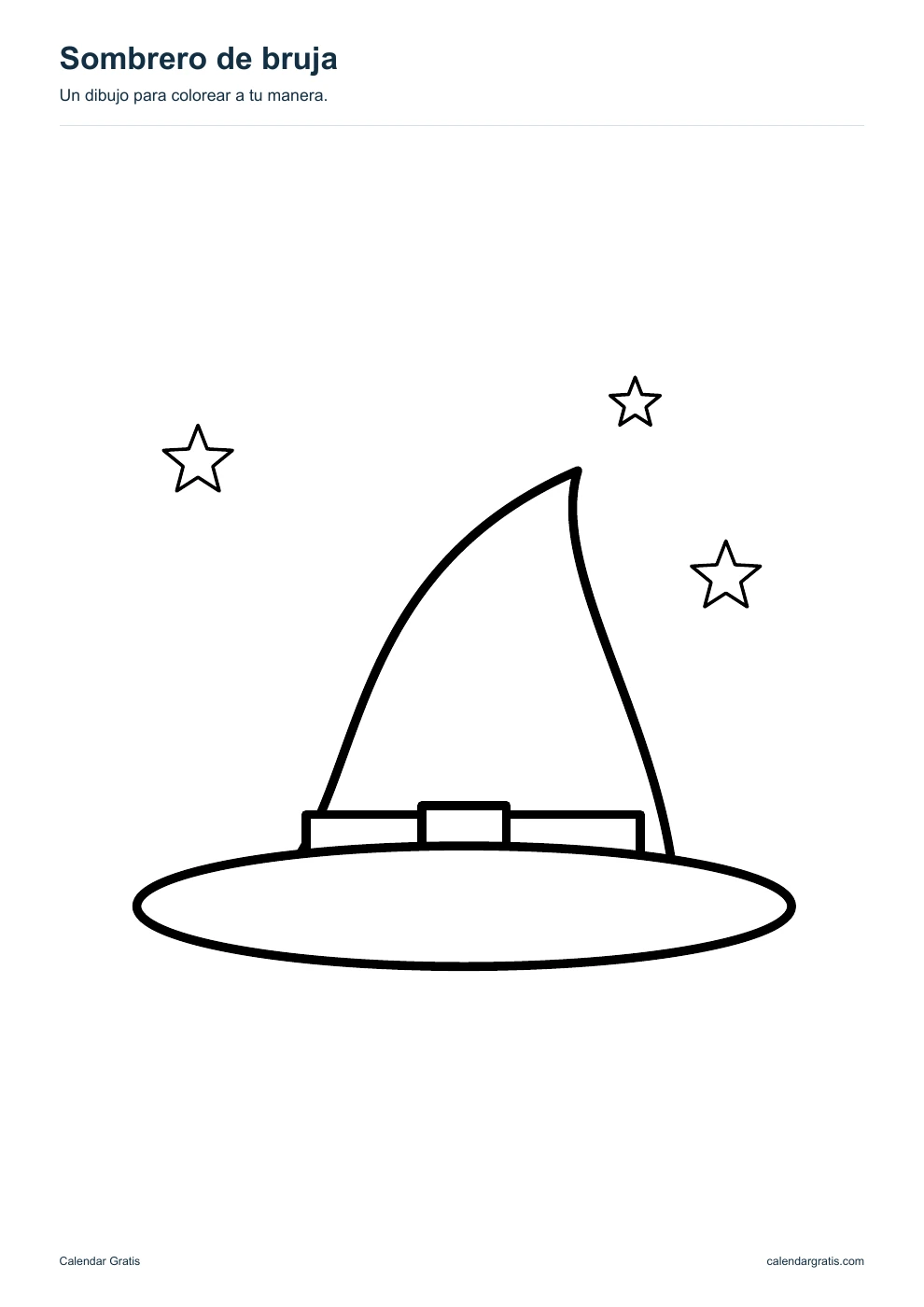 Sombrero de bruja: dibujo de Halloween en blanco y negro para colorear.